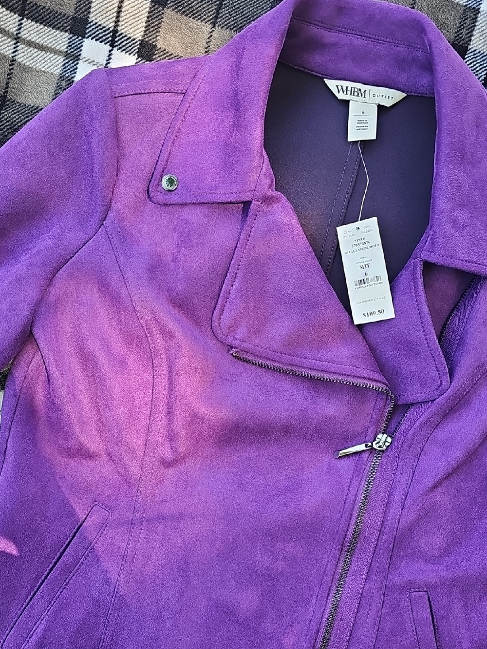 Suede Purple Moto Jacket - WHBM - Picture 2 of 4